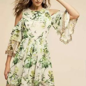Anthropologie Varun Bahl Petra open shoulder dress